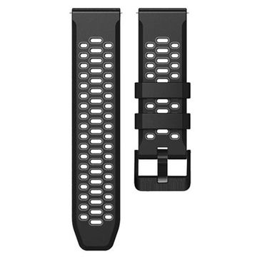 Ремешок двухцветный дышащий 24 мм для Suunto 9 Baro, Suunto 7, Suunto Spartan Sport силиконовый (Черный/серый)