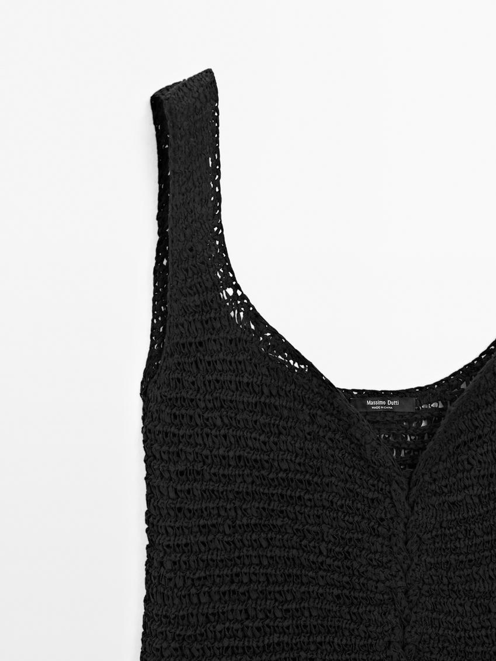 Massimo Dutti Топ-корсет из кружева кроше, черный