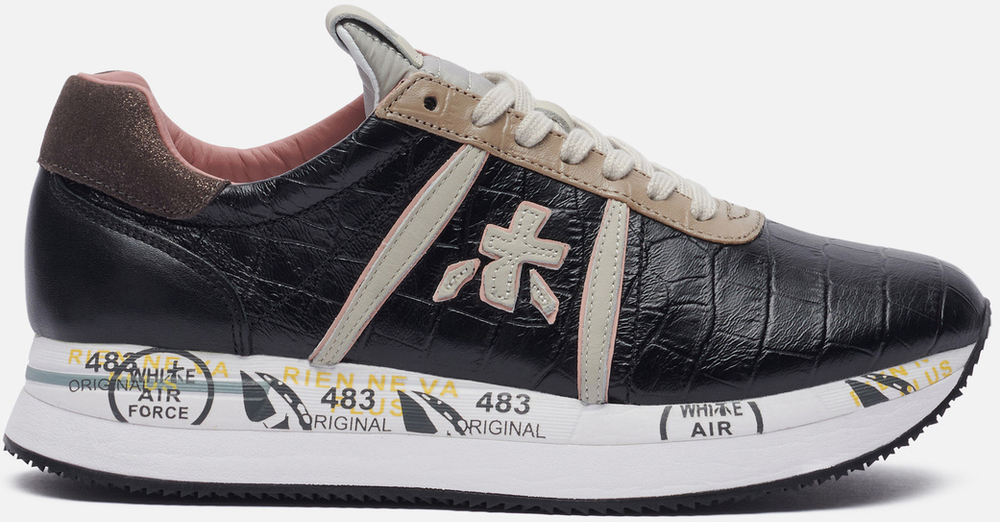 Premiata Conny 5327 черные с коричневым кожаные