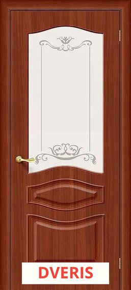 Межкомнатная дверь ПВХ покрытие Модена Остекленная (Итальянский Орех)