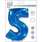 Шар (40"/102 см) Цифра "5" Синий в упаковке / Five