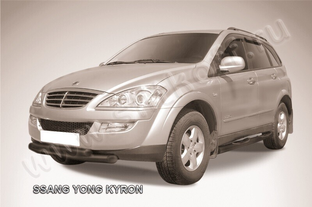 Защита переднего бампера (нержавейка) SsangYong Kyron (2007-2015) d76+d57 (черный)