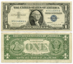 Банкнота США 1 доллар (серебряный сертификат) 1957A H 50148969 A. VF