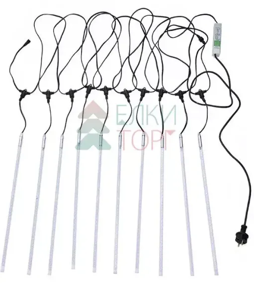 Гирлянда Тающие сосульки 10*0.5 м., 24V., 600 синих LED ламп, коннектор, черный ПВХ, LTC (CCL600-10-1B)