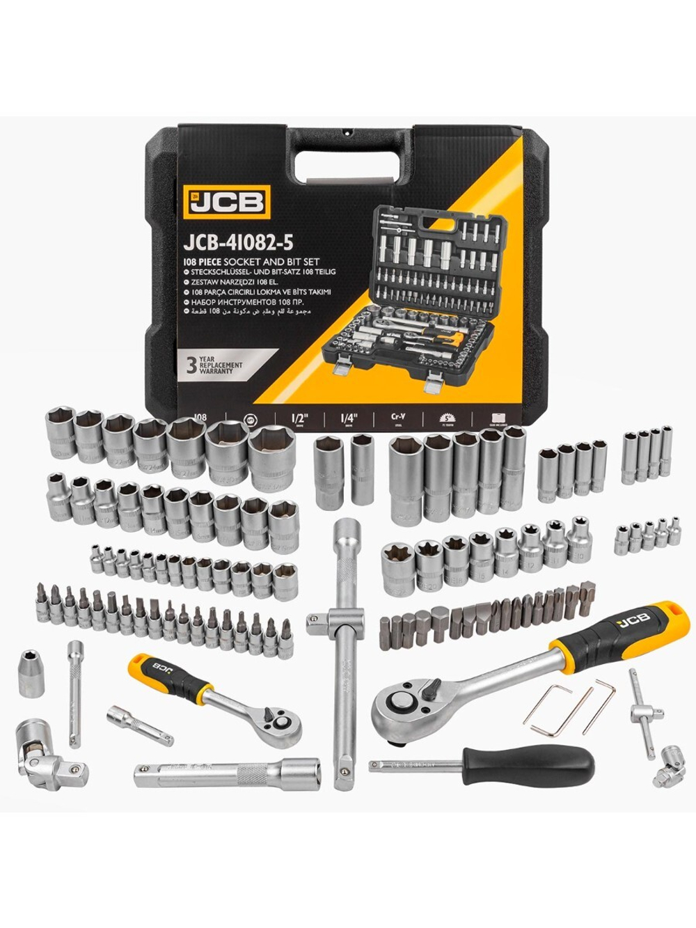 Набор инструмента 108пр.1/4''&amp;1/2''(6-гран)(4-32мм) JCB JCB-41082-5