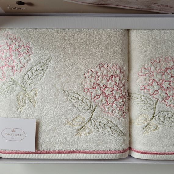 Набор полотенец Ortanca розовый 2 предмета TIVOLYO HOME Турция