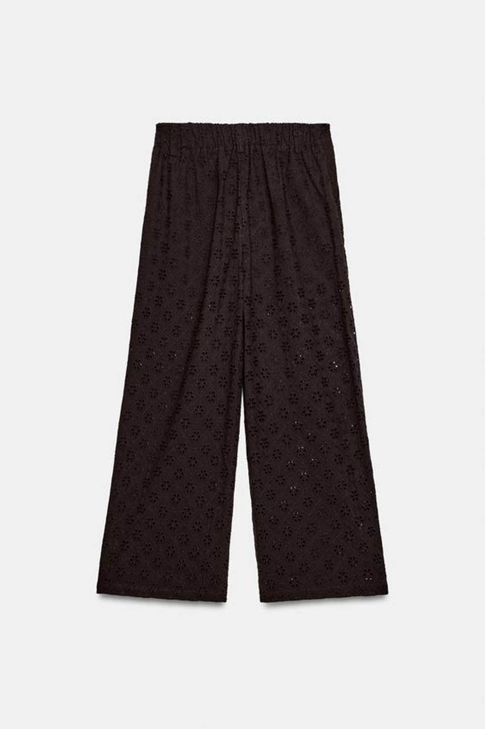 ZARA БРЮКИ-КЮЛОТЫ С АЖУРНОЙ ВЫШИВКОЙ, КОРИЧНЕВЫЙ