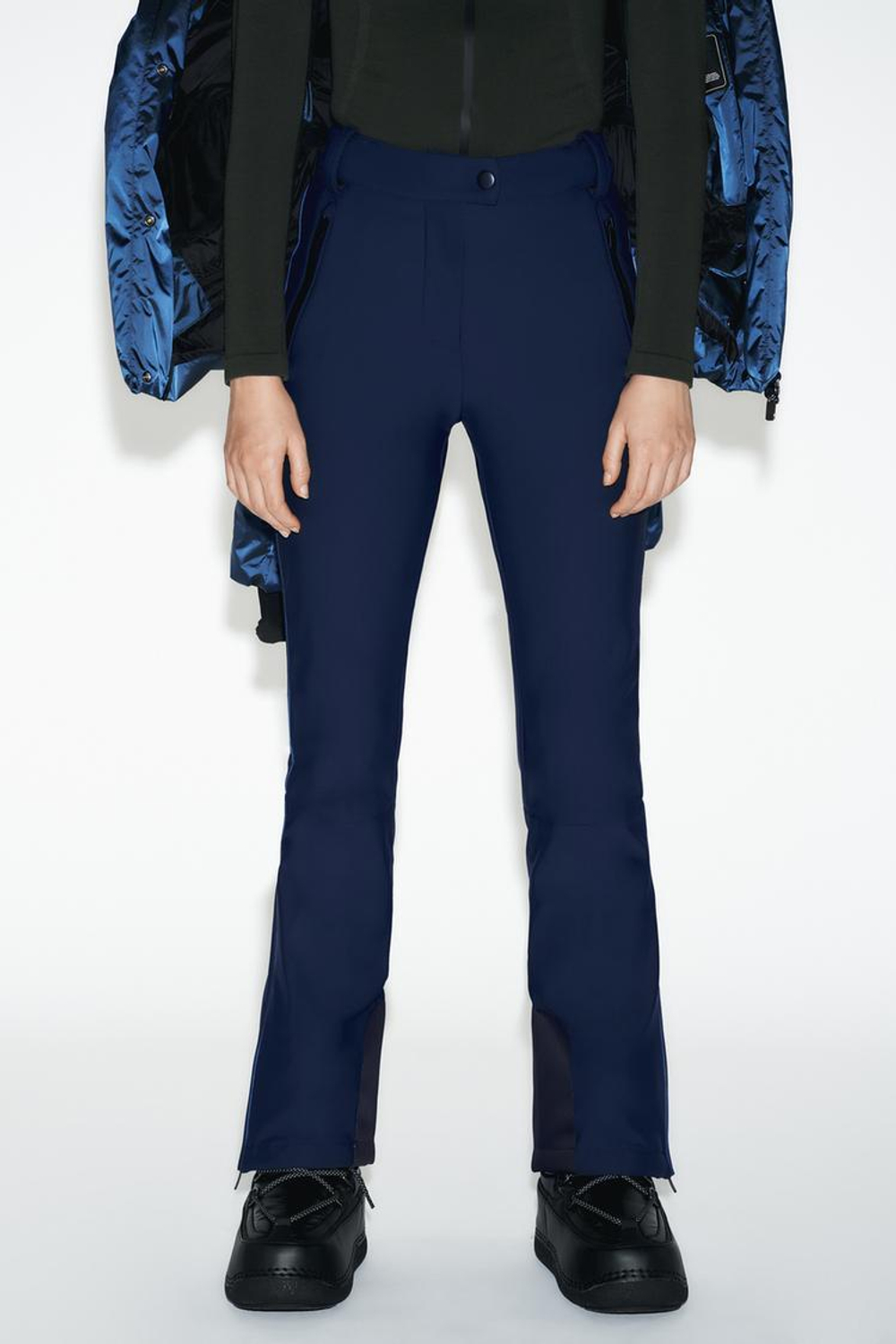 ZARA ВЕТРОЗАЩИТНЫЕ И ВОДОНЕПРОНИЦАЕМЫЕ БРЮКИ С ВЫСОКОЙ ПОСАДКОЙ, СИНИЙ