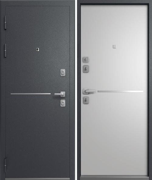 Входная дверь Мегатрон S-2 МОЛДИНГ Графит муар - Белый матовый