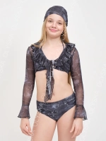 купальник раздельный 3 в 1 с накидкой и повязкой на голову