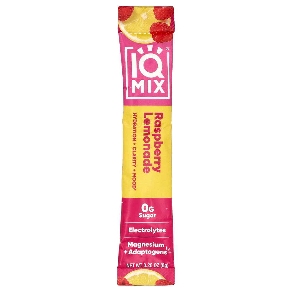 IQBAR, IQMIX®, смесь для увлажнения, чистоты и настроения, со вкусом малинового лимонада, 20 стиков по 8 г (0,28 унции)