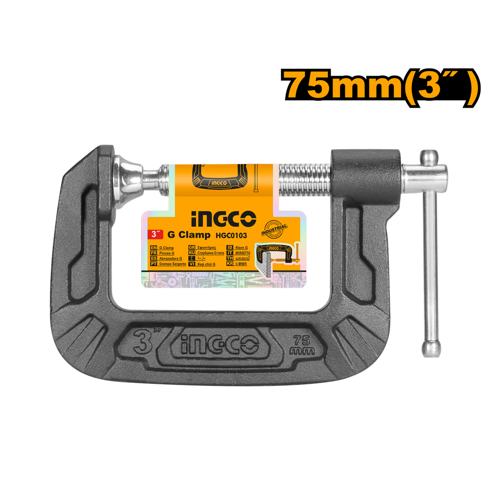 Струбцина столярная G-образная INGCO HGC0103 INDUSTRIAL 75 мм
