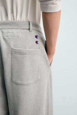 ZARA X CHAMPION ® БРЮКИ RELAXED FIT СО СКЛАДКАМИ, СЕРЫЙ МЕЛАНЖ