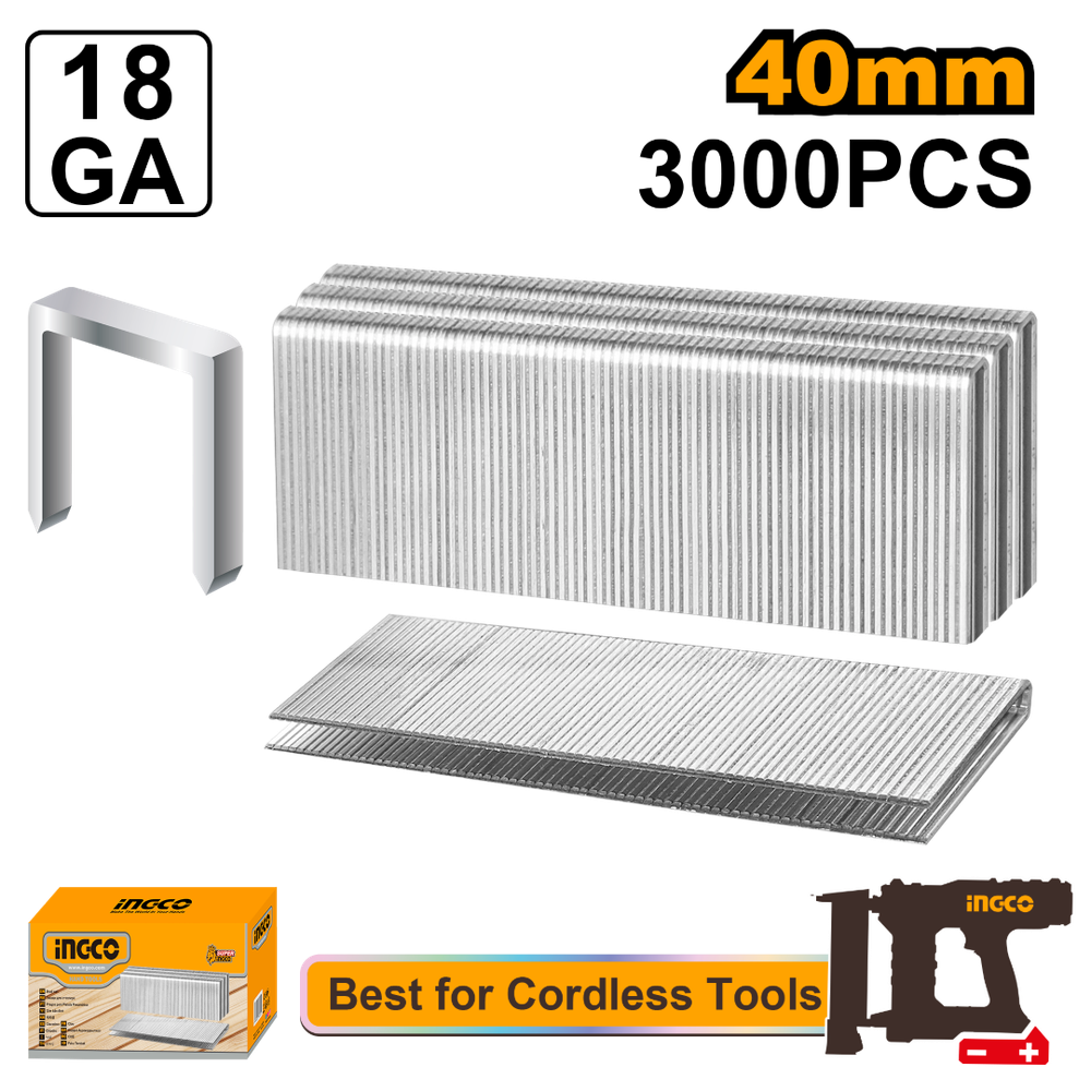 Скобы для пневматического нейлера 18GA INGCO AST18403 1.25х1х5.7x40 мм 3000 шт.
