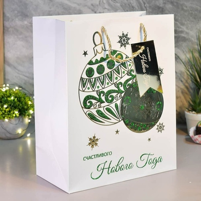 Пакет бумажный 26*32*13см с ручками "Новый год" (микс 434)