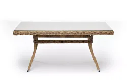 "Латте" плетеный стол из искусственного ротанга 140х80см, цвет соломенный