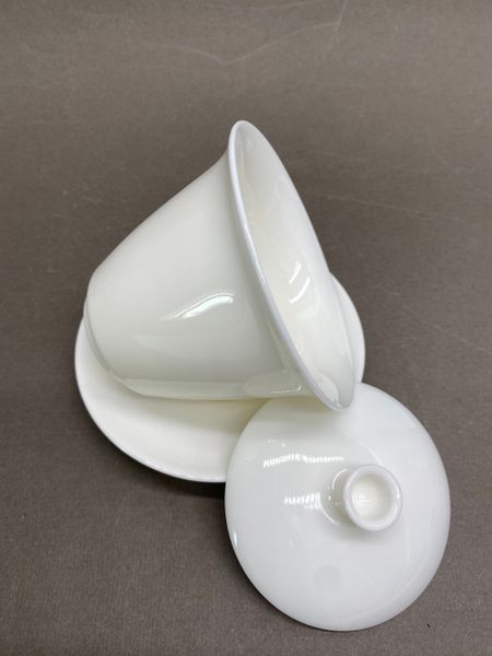 Гайвань, белая, фарфор, высокая, 130мл