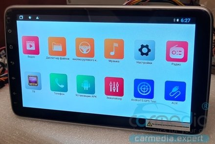 1DIN магнитола с поворотным экраном 10.1" - Carmedia KP-1007-6128-TS20 на Android 14, 6+128Гб, CarPlay, 4G SIM-слот