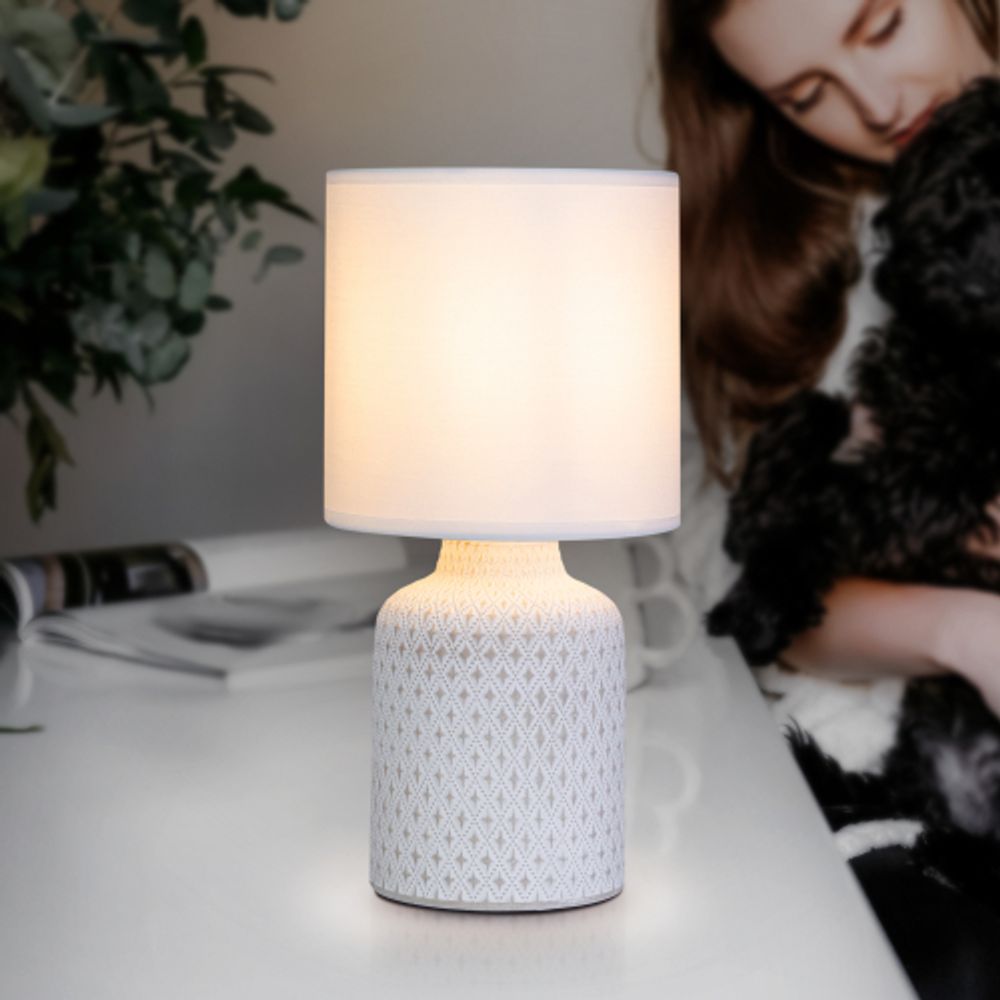 Настольная лампа Rivoli   7043-502 1 * Е14 40 Вт керамика белая с абажуром