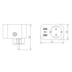 USH-A103 1G-UC-WF WHITE Умная розетка Wi-Fi. 2USB+Type-C 5В. 2.4A. 16A. До 3680Вт. Голосовое управление+приложение UnielSmart. TM Uniel