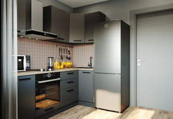 Кухонный гарнитур угловой Антрацит (графит) 2200 1000 мм столешница 26 мм, ЛДСП, компактная угловая кухня для студии, дачи и малогабаритной квартиры