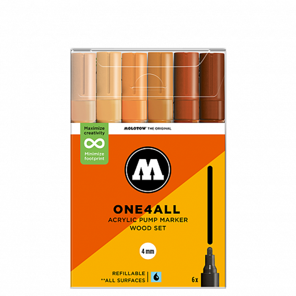 Набор маркеров Molotow ONE4ALL 227HS - 6шт Wood-Set (4мм)