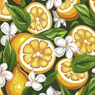 Яркие лимоны с цветами