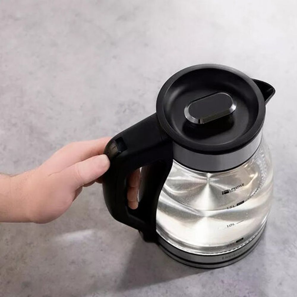 Чайник со съемным заварником TIMBERK T-EK27G02, 1,5 л, 1800 Вт, закрытый нагревательный элемент, стекло, стальной