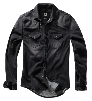 Brandit RILEY DENIM SHIRT LONG SLEEVE black