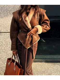 Дубленка искусственная с поясом