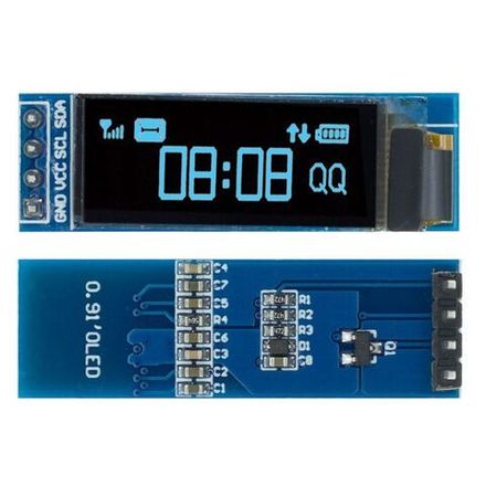 OLED дисплей 0.91 дюйма 128x32, I2C (синий) для Arduino