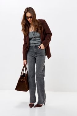 Джинсы wide leg серого цвета