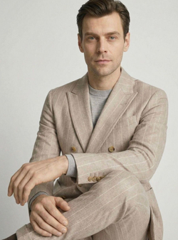 Мужской костюм двубортный (бежевый) А77