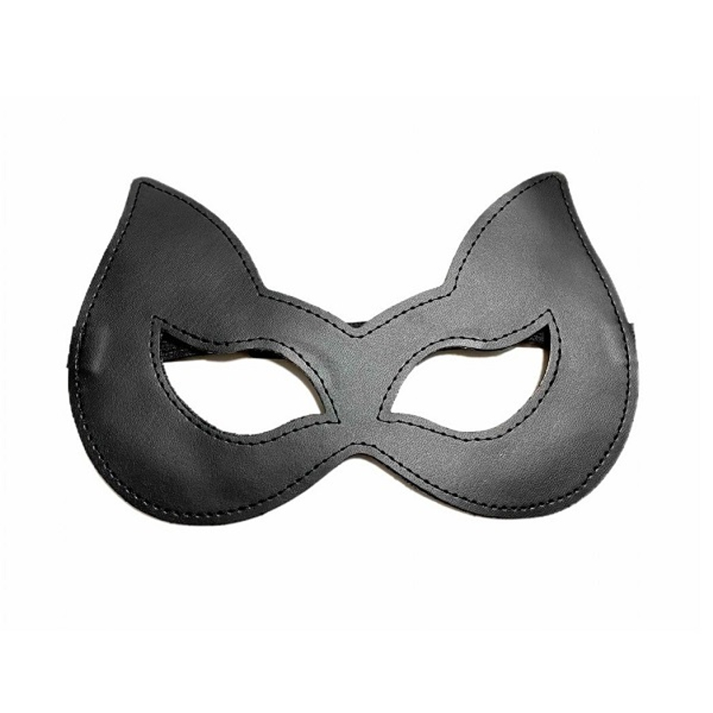 Двусторонняя черная маска с ушками из эко-кожи БДСМ Арсенал 50003