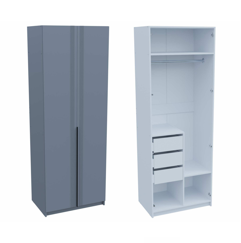 Шкаф 2-х створ. с 3-мя ящиками Ольга-6 серый шифер