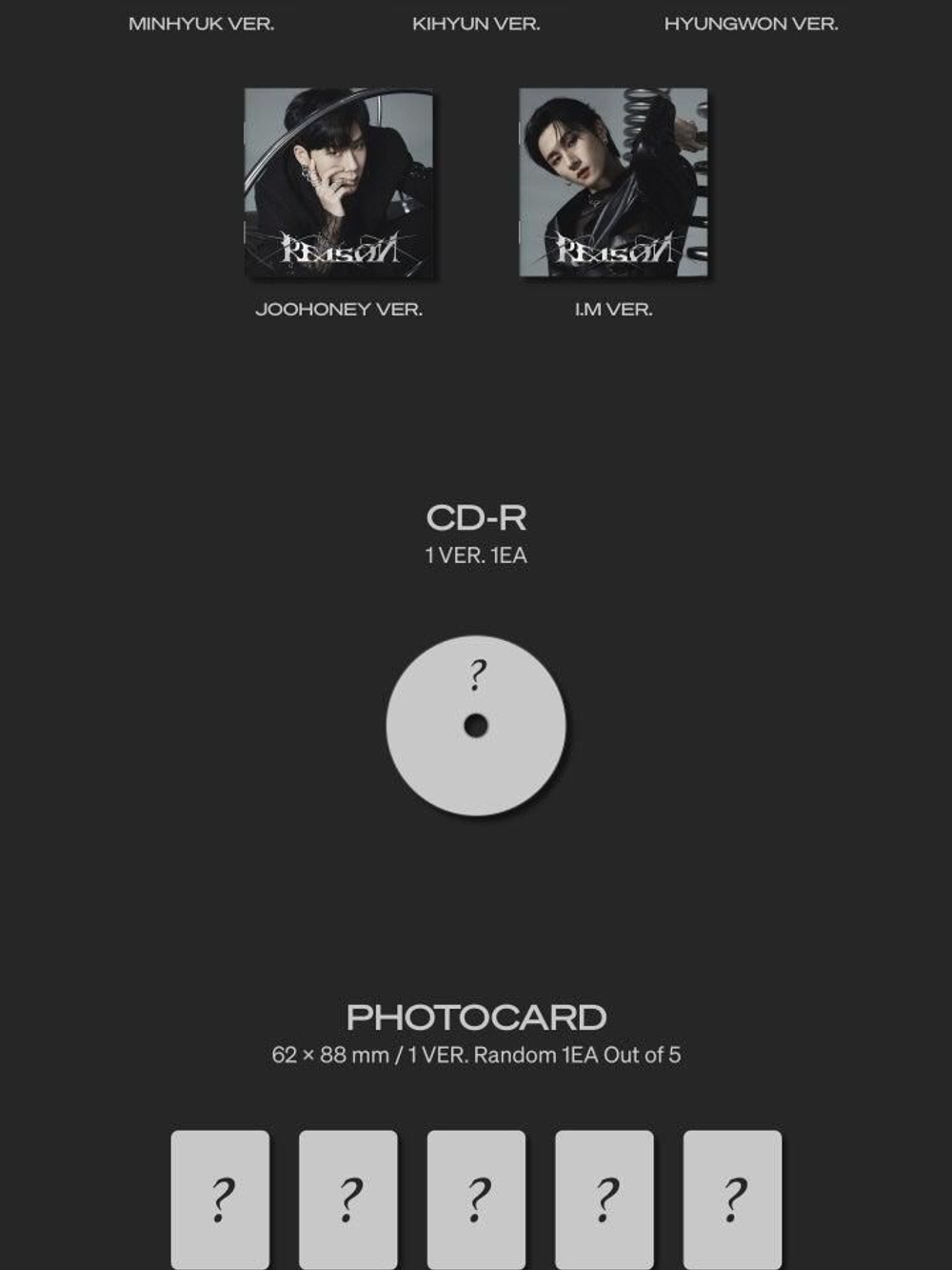 Альбом MONSTA X - REASON 12th Mini Album Jewel Case 5 Version SET