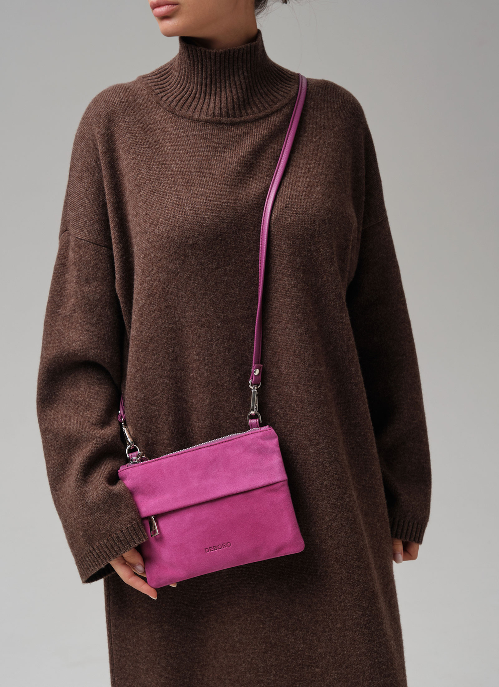Замшевая сумка Deboro 3017 розовый фламинго