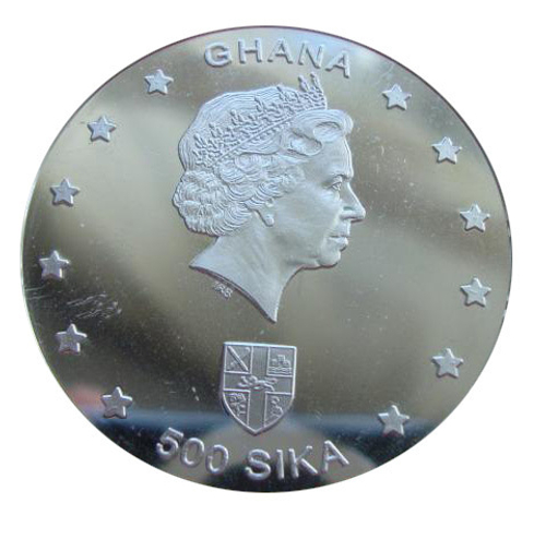 Гана 500 сика 2002 Африканский слон СЕРЕБРО