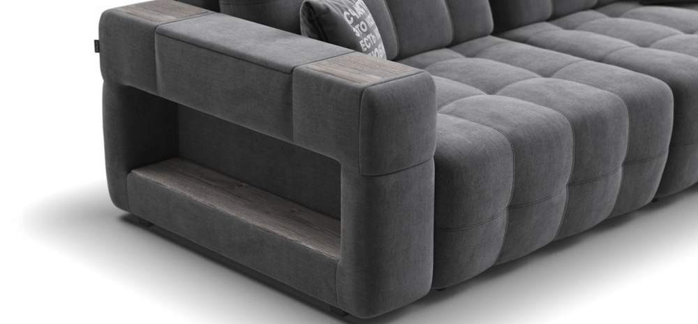 Диван BOSS.XO MAX велюр Monolit серый / WOOD Rock