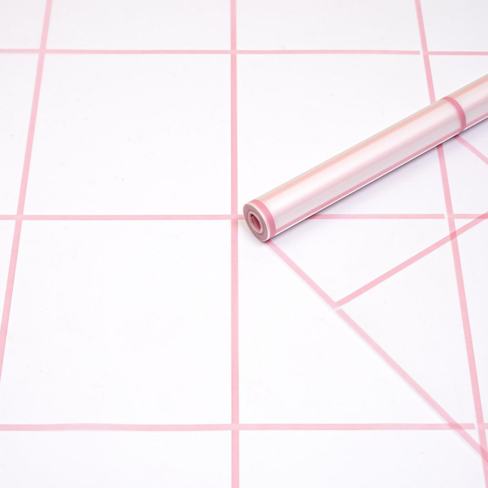 Пленка матовая "Клетка" 60см*200гр НЕЖНО-РОЗОВЫЙ