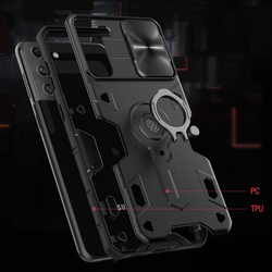 Противоударный чехол с кольцом и защитой камеры Nillkin CamShield Armor Case для Samsung Galaxy S21+