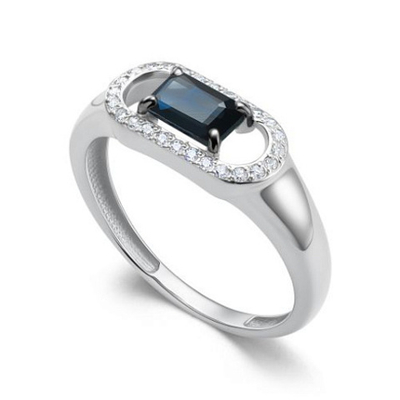 Кольцо из белого золота с сапфиром и бриллиантами 16373-202