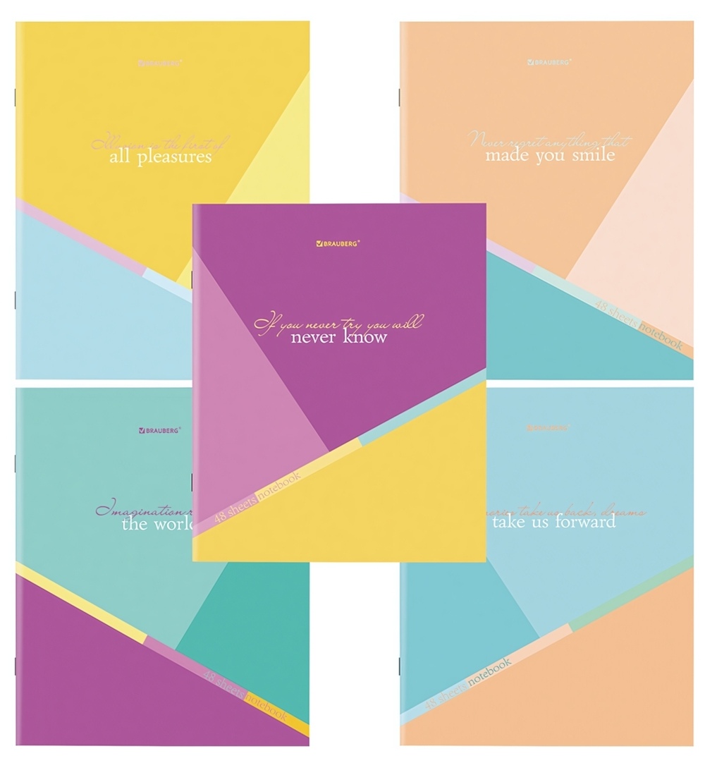 Тетрадь А5 48л. клетка "Multicolor" скоба, обложка картон, микс в спайке (BRAUBERG)