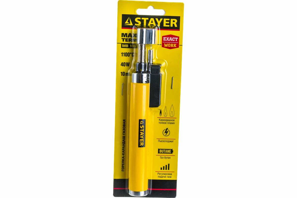 Газовая горелка-карандаш STAYER MaxTerm, регулировка пламени, 1100С 55560