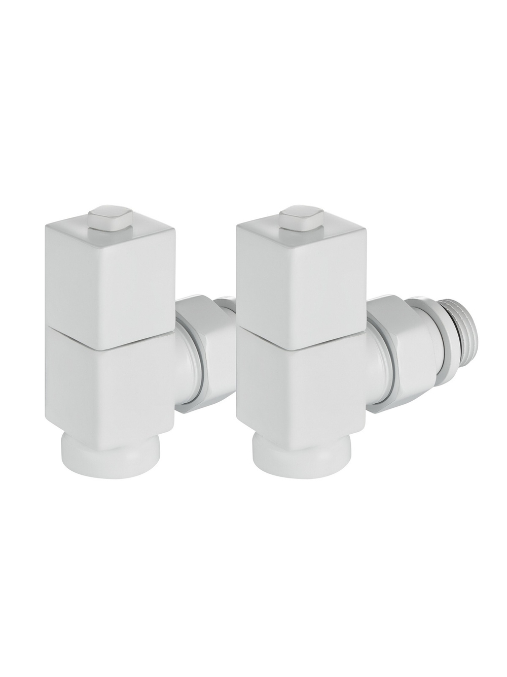 Набор дизайн-вентилей Royal Thermo CUBE, угловой (белый) 1/2"