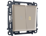 MA364030 Комплект механизма 2-кл проходного выключателя с подсветкой 3200K ALFA Серо-бежевый матовый QUANT (AP3640, VM120, G22Y)
