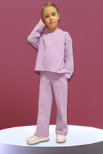 11587 Комплект детский (брюки палаццо + лонгслив) футер 2-х нитка лиловый (68-134/140)