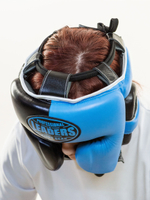 Шлем боксерский LEADERS LS MEX WAVE BK/LBL 1/2 ( кожа, черный/голубой)