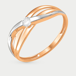 Кольцо из розового золота 585 пробы с фианитами для женщин (арт. К13215358)