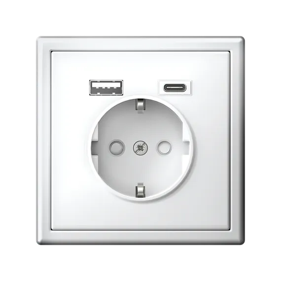 Розетка ArtGallery 16А с 2-мя заряд. устройствами USB A+C 5В/2.4А/3А 2х5В/1.5А механизм бел. SE GAL000132